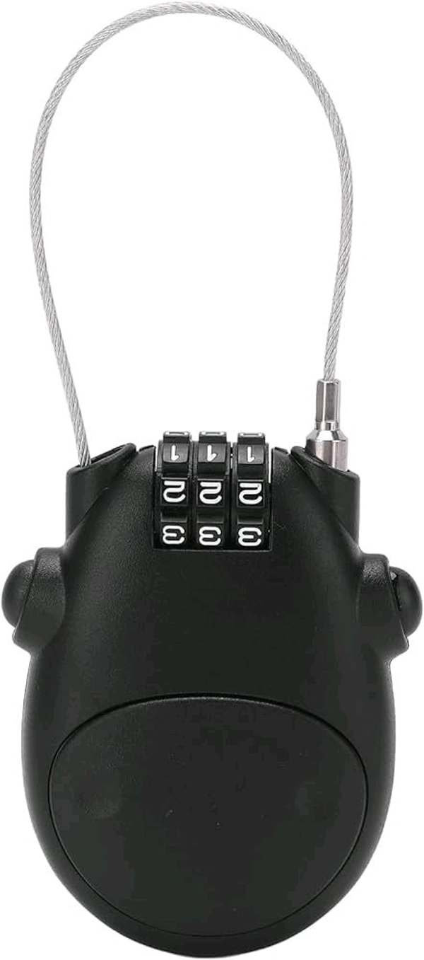 Helmet Lock for Bike Lock/Number Lock for Helmet/Extendable Cable Lock/Password Lock Telescopic Wire Rope (BLACK) 