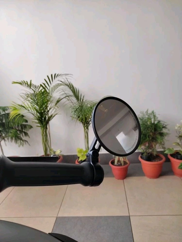 Round Bar-End Mirrors (Universal Compatible) for Royal Enfield, Honda CB & JAWA Bikes - Black