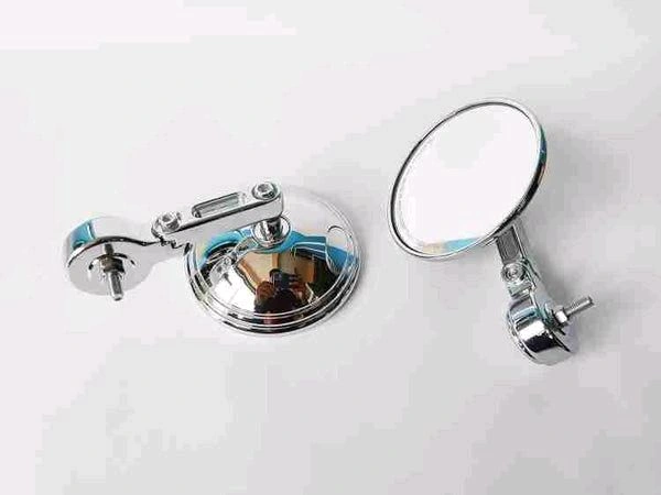 Round Bar-End Mirrors (Universal Compatible) for Royal Enfield, Honda CB & JAWA Bikes 