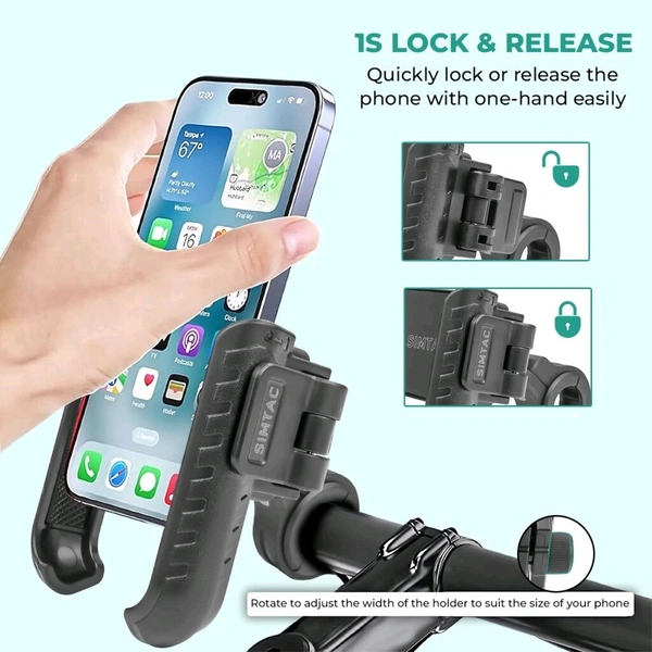 Simtac Quick Lock JAW Grip Mobile Holder with Universal Fitment for Bikes & Scooters | JQL1