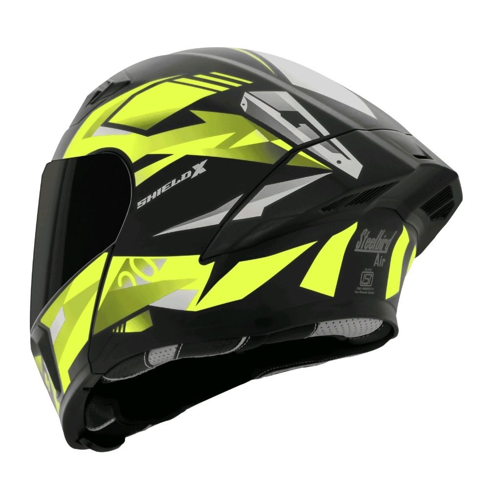 Steelbird SBA-20 Shield X with ISS Glossy Neon Black