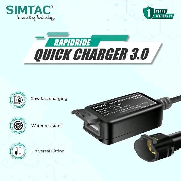 Simtac Rapidride Quick Charger 3.0 With Universal Fitment For Bikes & Scooters – UAC3-SL6
