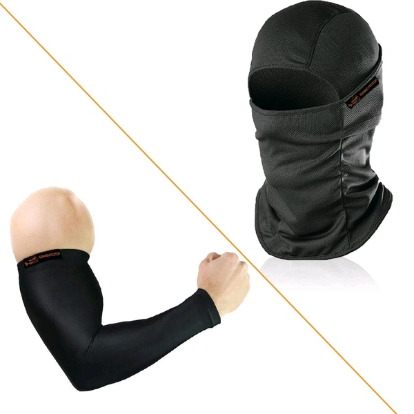 Arm Sleeve and Face Mask Combo, Pack of 2, Black)