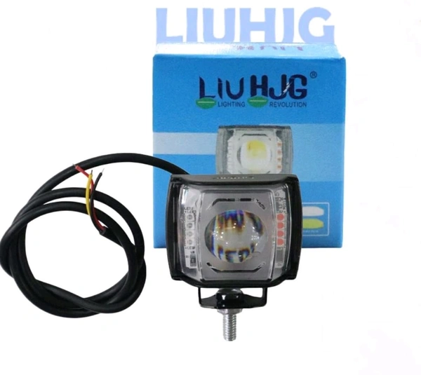 LIU HJG Fog Light for Bikes and Cars High Power, Heavy clamp and Strong aluminum. (2 LED Fog) White/Yellow Projector & Strobe Flash