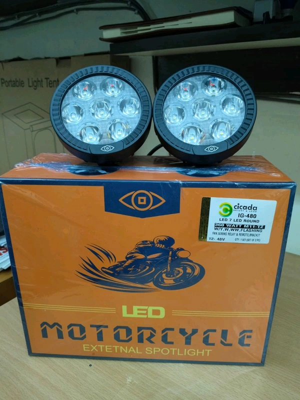 Cicada 7 LED Round Fog Lights With Relay, Wiring Harness, Mounting Unit And Wireless Remote IG-480 (360W) 