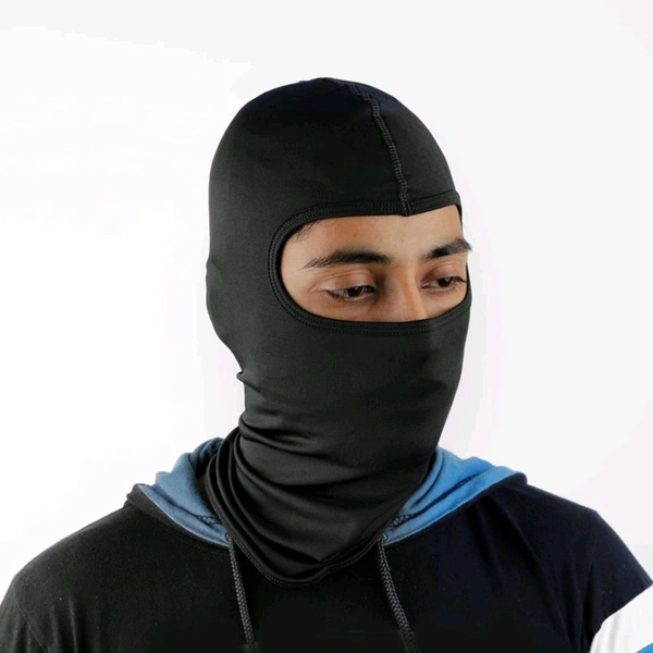 Steelbird Unisex-Adult Soft Lycra Balaclava Most Suitable for Motorcycling, Running, Sports, Head and Face Cover (Black), Free Size