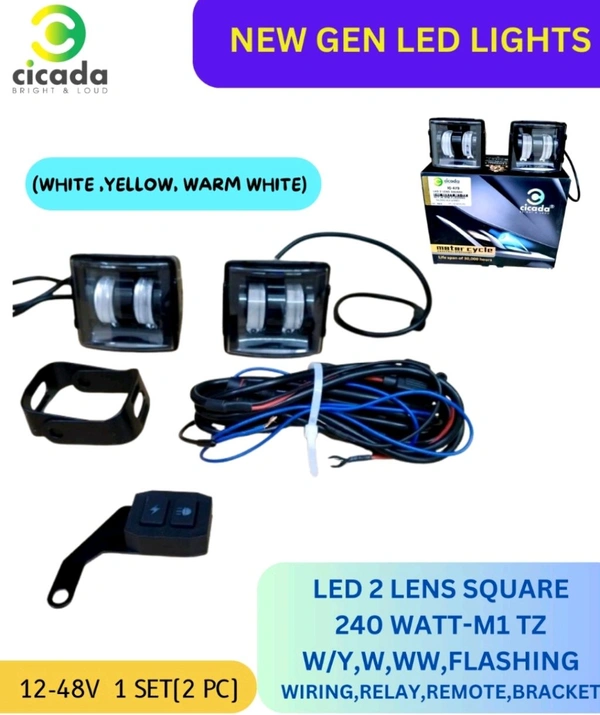 Cicada 2 LED Square Lens Fog Lights With Relay, Wiring Harness, Mounting Unit And Wireless Remote IG-479 (240W)