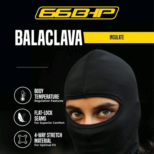 66BHP Balaclava - Motorcycle Face Mask for Men & Women  (Black)