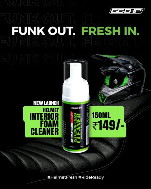 66Bhp Helmet Interior Foam Cleaner – 150ml | Deep Clean, Deodorize & Disinfect