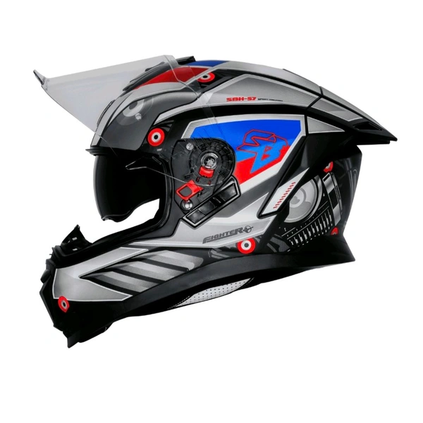 Steelbird SBH-57 ISS Fighter F8 ISI/DOT Matt BLACK with White