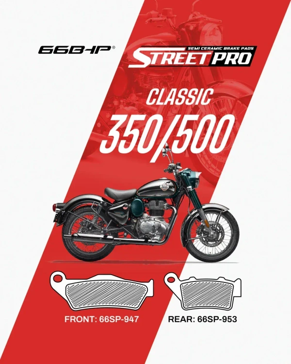 Royal Enfield Classic 350 / 500 (FRONT) Street Pro Semi Ceramic Brake Pads (66SP-947)