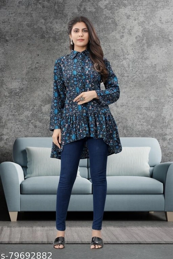 FLOWER GIRL METALIC TOPS - Blue, L-30