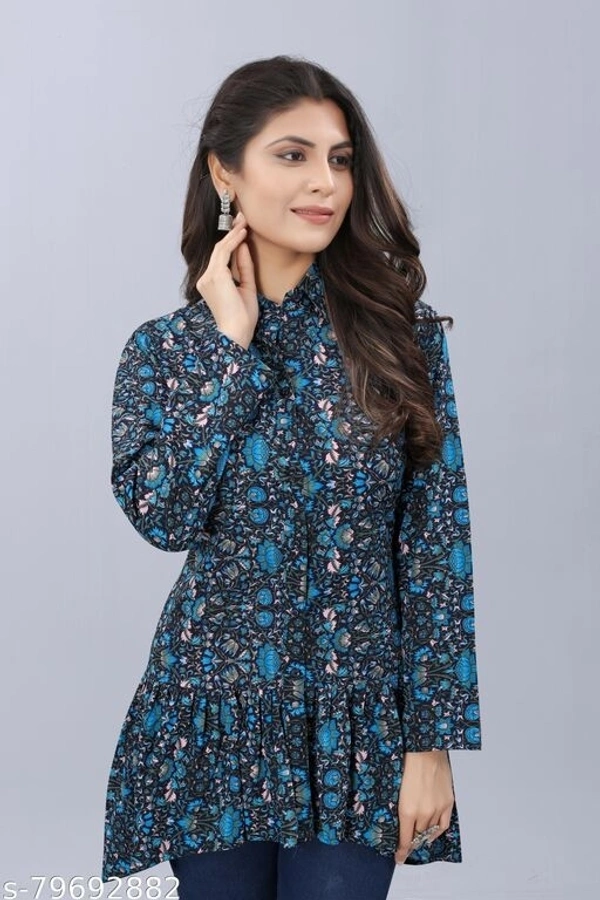 FLOWER GIRL METALIC TOPS - Blue, XL-32