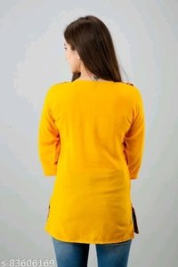Shree Krishnam Creations Woman Embroidery Top - Yellow, S-28