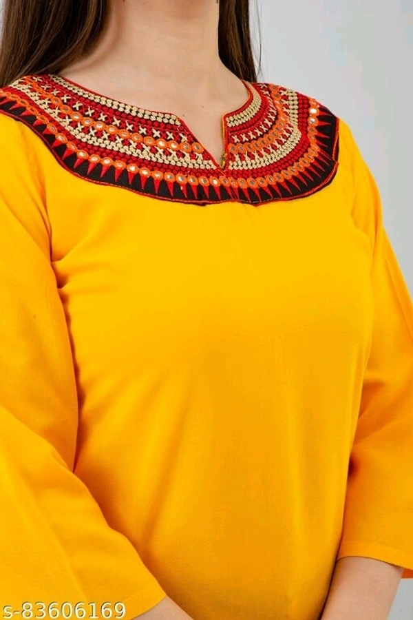 Shree Krishnam Creations Woman Embroidery Top - Yellow, S-28