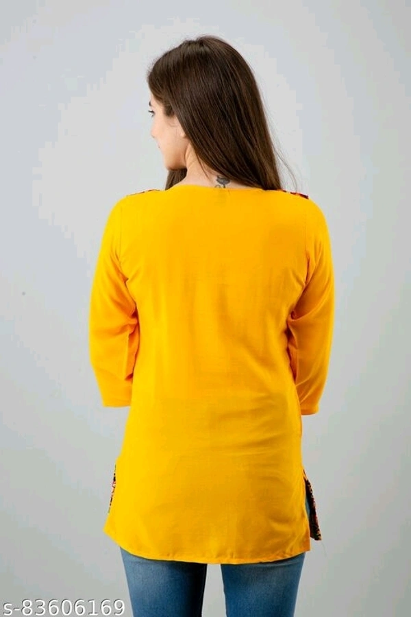 Shree Krishnam Creations Woman Embroidery Top - Yellow, L-30