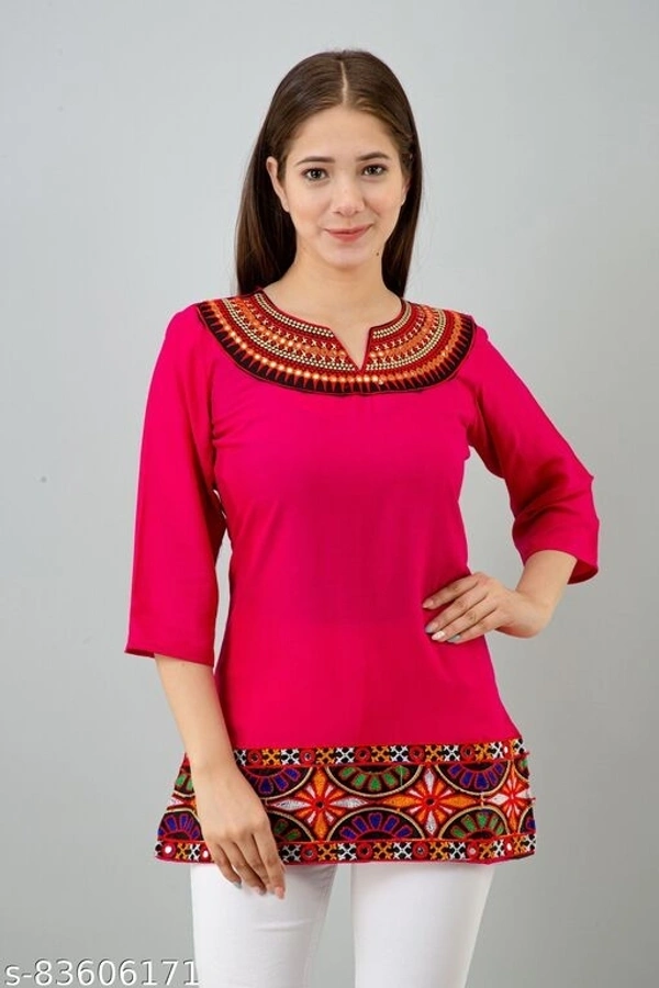 Girls Daily Wear Top - Dark Pink, XL-34