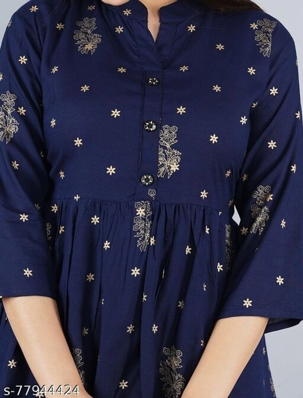 Womens printed rayon top, trendy top,  - Dark Blue, S-28