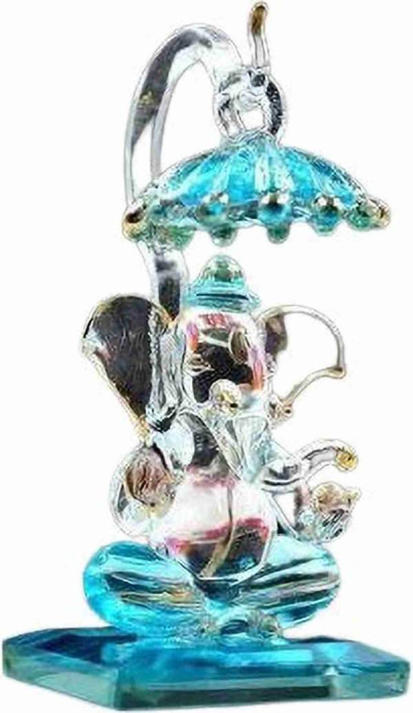 craftfry CRAFTFRY GANESHA WITH SHANK DECORATIVE SHOWPICES Decorative Showpiece - 9 cm  (Glass, Blue)
