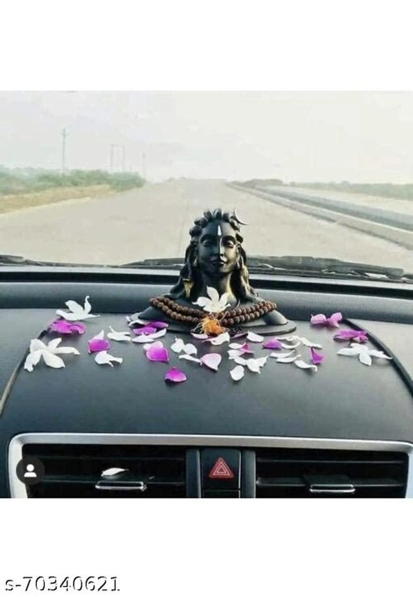 Adiyogi Shiva Shankara Resin Statue for Car Dashboard, Pooja for Home & Office Decor - Made in India (Black, 16.5 x 11 x 13 cm)