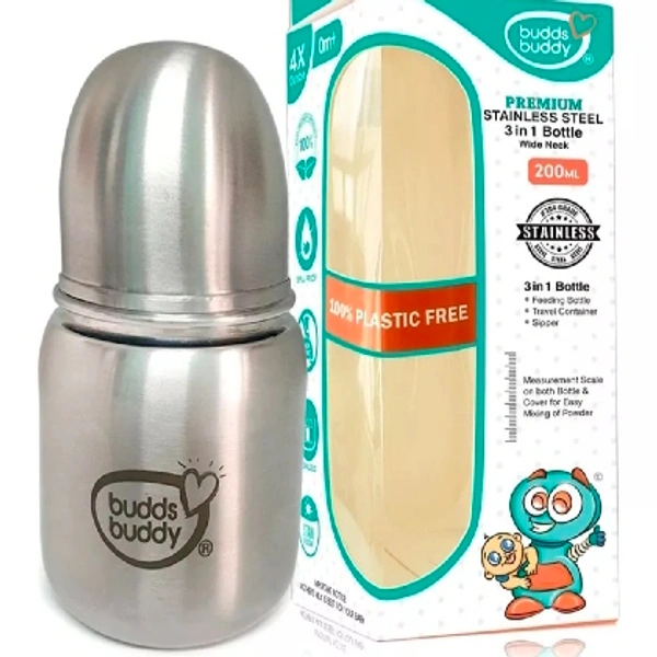 Budds Buddy Premium Stainless Steel 3 In 1Feeding Bottle  - 300 ml
