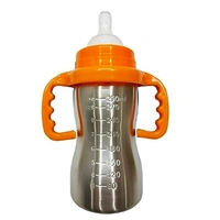 2 In 1Double Wall Insulated Stainless Steel Bottle With Handle  - Orenge, 240 ml