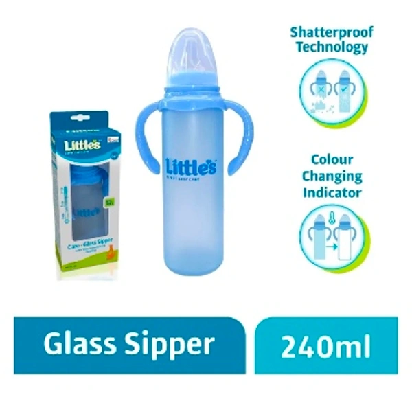 Little's Glass Spout Sipper With Twin Handle -240ml
