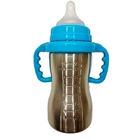 2 In 1Double Wall Insulated Stainless Steel Bottle With Handle  - Blue, 240 ml