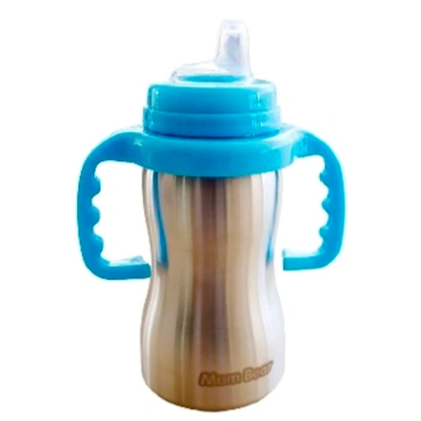 2 In 1Double Wall Insulated Stainless Steel Bottle With Handle  - Blue, 240 ml