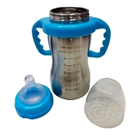 2 In 1Double Wall Insulated Stainless Steel Bottle With Handle  - Blue, 240 ml