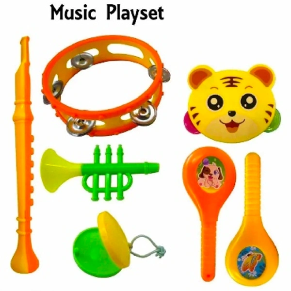 Tambourine & Rattle Set Pack Of 7 - Multicolor