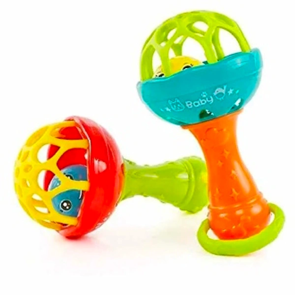 Dumbbell Shaped Rattle Single - Multicolor