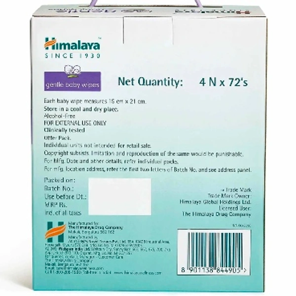 Himalaya Harbal General Baby Wipes Pack Of 4 - 72 Pieces Each