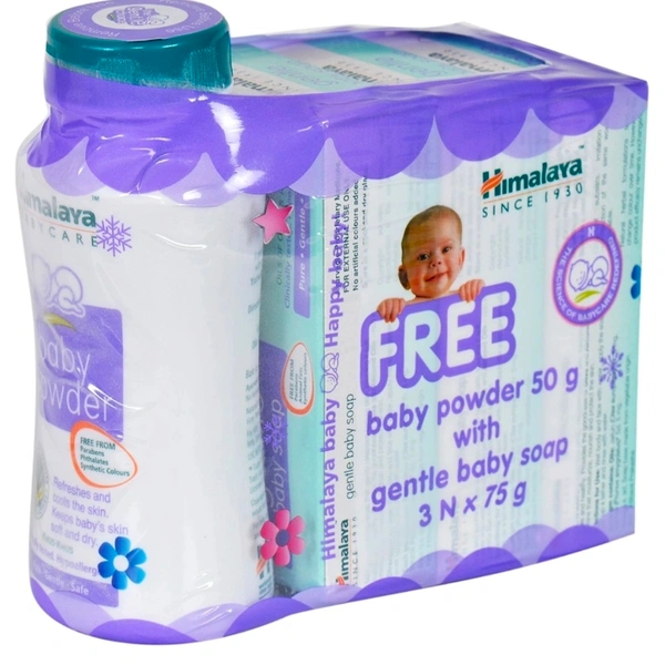 Himalaya Harbal Gentle Baby Soap - 75 gmx 3n soap+ free Powder 50 gm