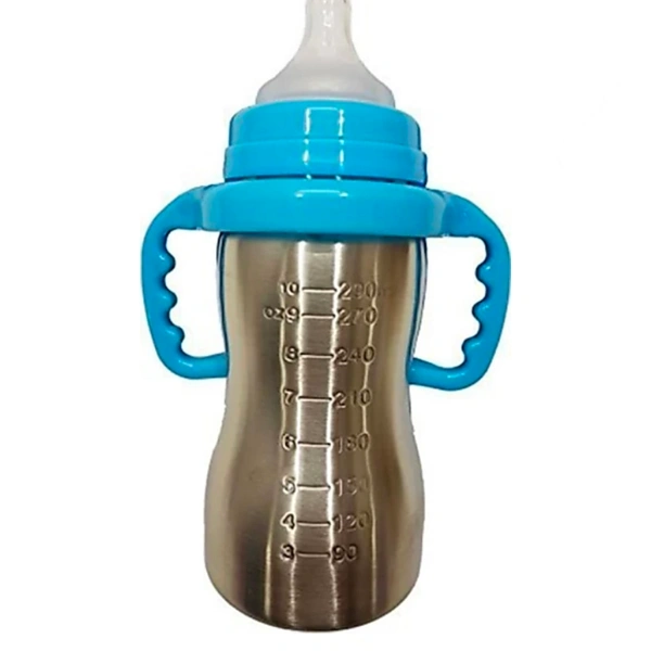 2 In 1Double Wall Insulated Stainless Steel Bottle With Handle  - 290 ml, Bule