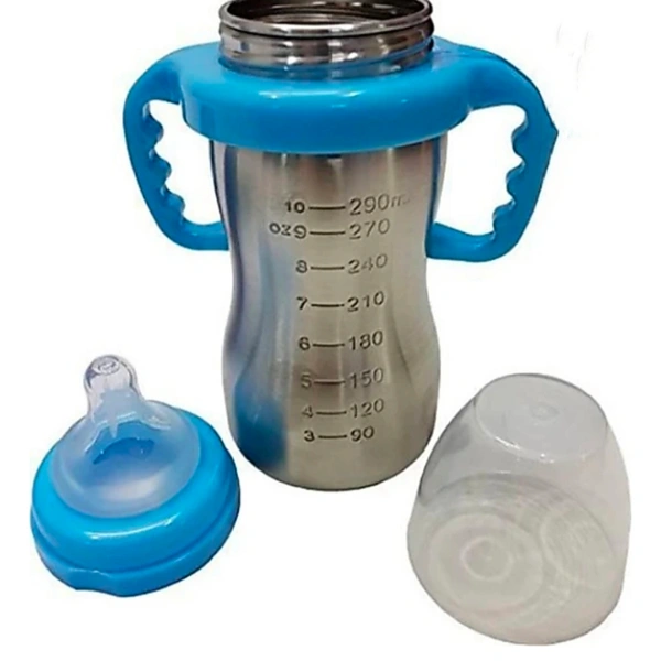 2 In 1Double Wall Insulated Stainless Steel Bottle With Handle  - 290 ml, Bule