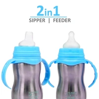 2 In 1Double Wall Insulated Stainless Steel Bottle With Handle  - 290 ml, Bule