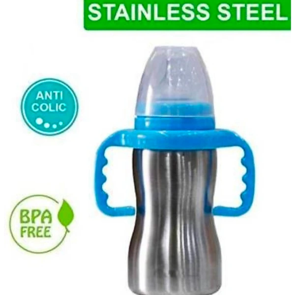 2 In 1Double Wall Insulated Stainless Steel Bottle With Handle  - 290 ml, Bule