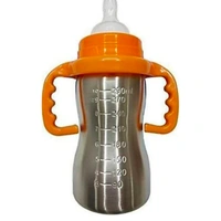2 In 1Double Wall Insulated Stainless Steel Bottle With Handle  - 290 ml, Orenge