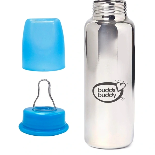 Budds Buddy RIO Stainless Steel Feeding Bottle 300 ml - 300 ml, Sky blue