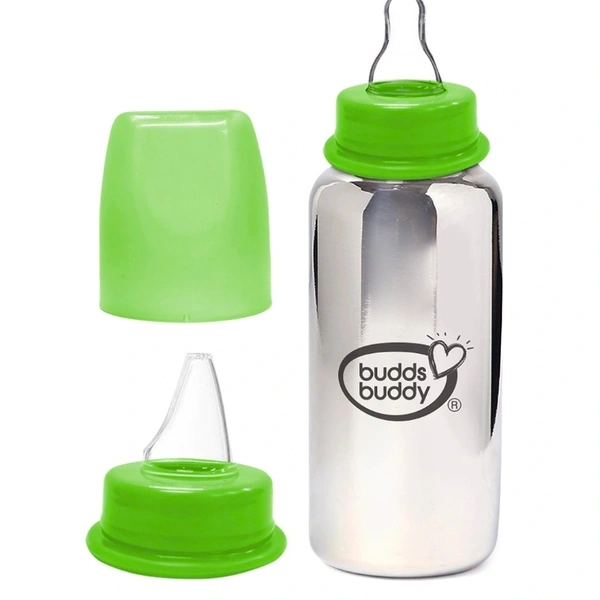 Budds Buddy RIO Stainless Steel Feeding Bottle 300 ml - 300 ml, Green 