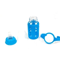 Glass Feeding Bottle With Silicone Cover & Handle - Sky blue, 120 ml