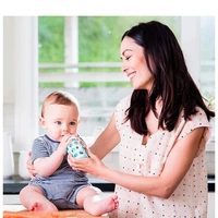 Glass Feeding Bottle With Silicone Cover & Handle - Sky blue, 120 ml