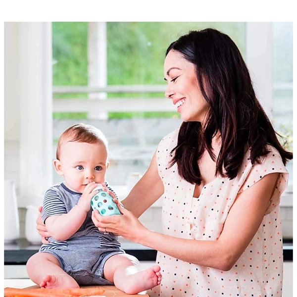 Glass Feeding Bottle With Silicone Cover & Handle - Sky blue, 120 ml