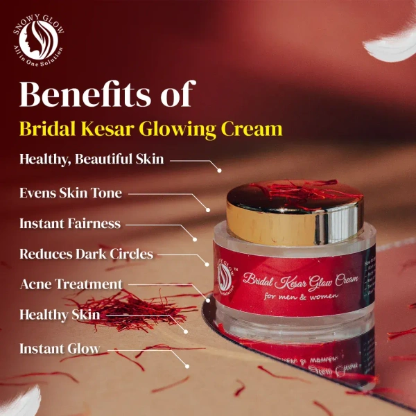 Snowy Glow Bridal kesar glow cream + 24k gold face wash + 24k Gold brightening serum - 