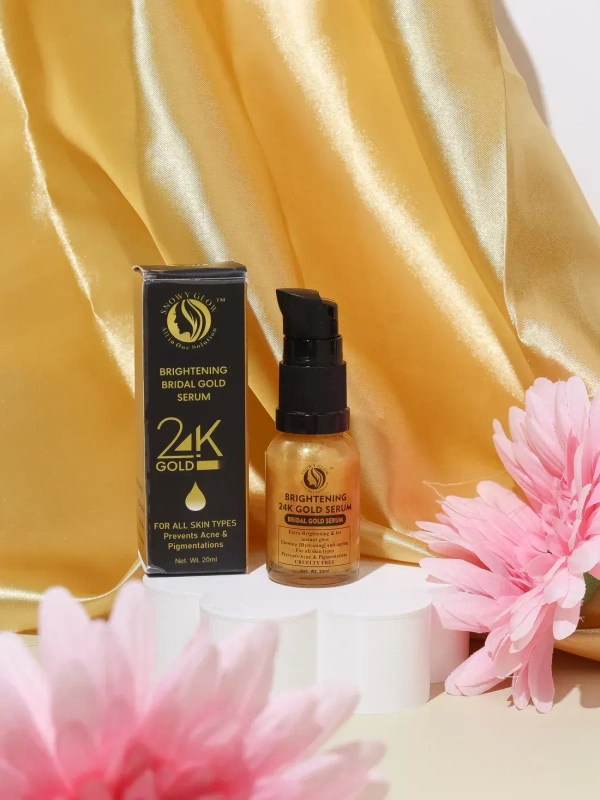 Snowy Glow Bridal kesar glow cream + 24k gold face wash + 24k Gold brightening serum - 