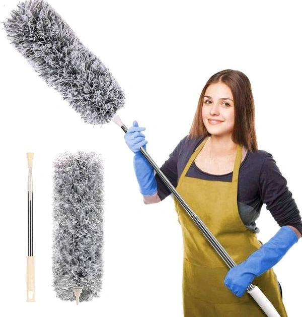 Microfiber Feather Duster for Cleaning with Telescopic Extension Pole Long Up to 100 Inches Bendable Head