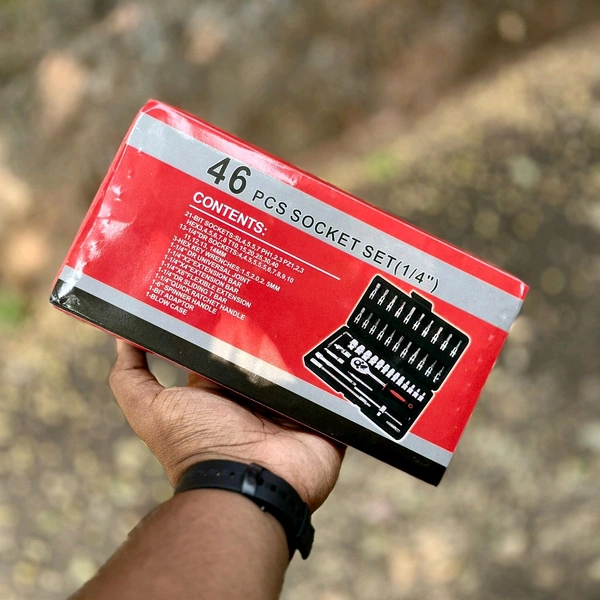 46 In 1 Pcs Tool Kit & Screwdriver and Socket Set, Hand Tool Kit Wrench Set Multi Purpose Combination Tool Case Precision Socket Set, Bike Tool Kit Set All Bike, Car Tool Kit Set