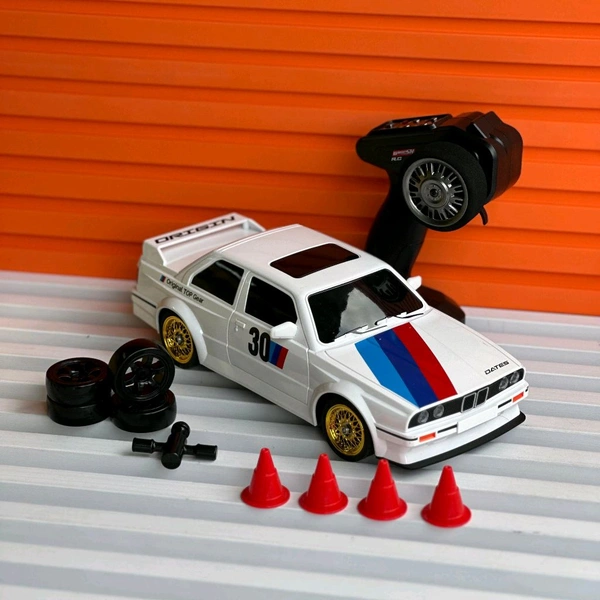 Remote Control Car 2.4GHZ High Speed Racing Car with Drift Tires, Roadblocks And LED Headlights Dual Batteries Best Birthday Gift, Holiday Gift