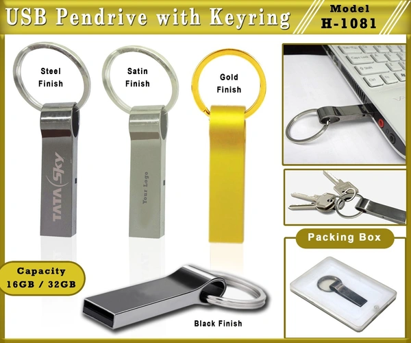 CUSTOM USB Pendrive With print your LOGO. !! - 8GB,16GB,32GB,64GB, BLACK GOLDEN STEEL